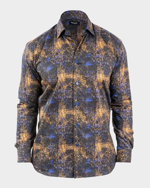 Men's Fibonacci Galaxy Splash Cotton Sport Shirt