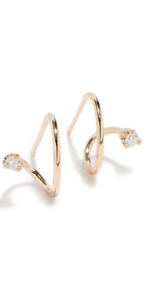 Zoe Chicco 14k Gold Wire Illusion Diamond Huggie Hoop Earrings 14k Yellow Gold One Size