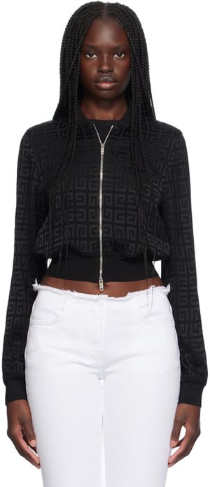 Givenchy Black Jacquard Logo Bomber Jacket