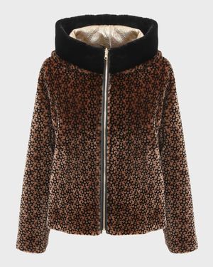Reversible Lamb Shearling Hooded Zip Jacket