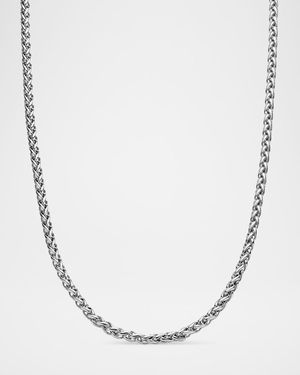 4mm Men's Wheat Chain Necklace in Silver