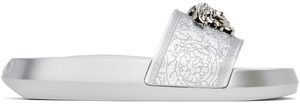 Versace Silver Palazzo Slides