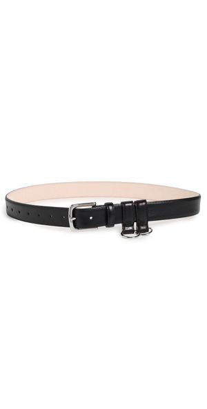 Tibi Classic Ring Hardware Leather Belt Black L/XL