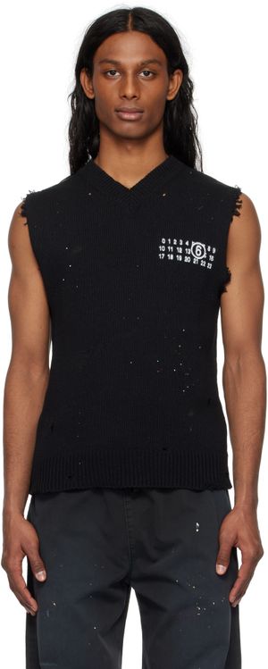MM6 Maison Margiela Gilet noir à effet usé