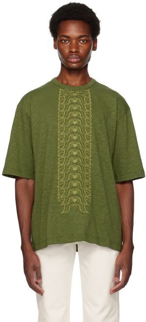 Youths in Balaclava Green Floral Spine T-Shirt