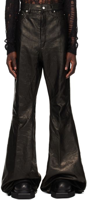 Rick Owens Black Porterville Bolan Leather Trousers