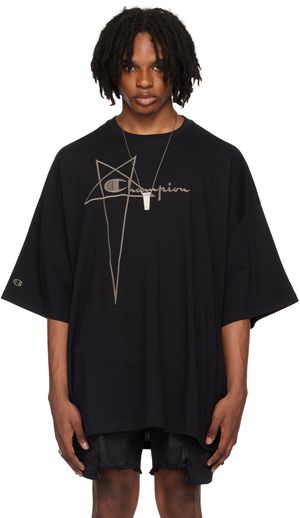 Rick Owens T-shirt Tommy noir édition Champion