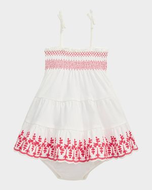 Girl's Eyelet Embroidered Dress W/ Bloomers, Size 3M-24M