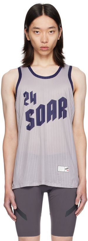 SOAR Running Débardeur de course American gris et bleu marine