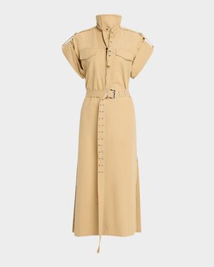 Cowl-Neck Summer Suiting Dress
