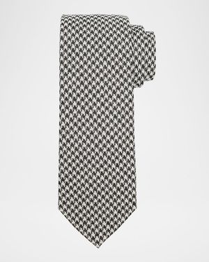 Men's Houndstooth Wool and Silk Tie