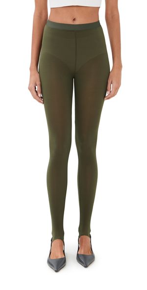WARDROBE. NYC Sheer Stirrup Leggings Military L