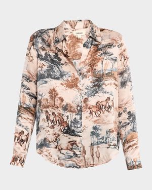 Multi-Western Toile Tyler Silk Blouse