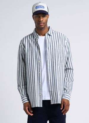 Knowledge Cotton Apparel - Chemise droite col classique en coton bio - Taille XL - Bleu