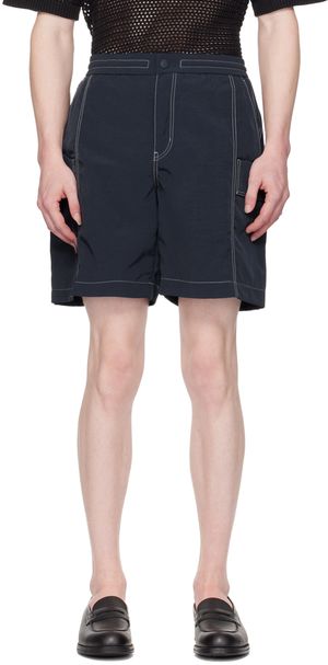 Solid Homme Navy Stitched Cargo Shorts