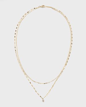14K Gold Solo Double-Strand Necklace with Diamond
