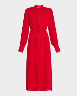 Cutout Silk Double Georgette Midi Dress