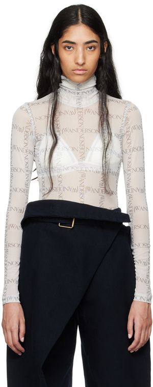 JW Anderson White Semi-Sheer Turtleneck