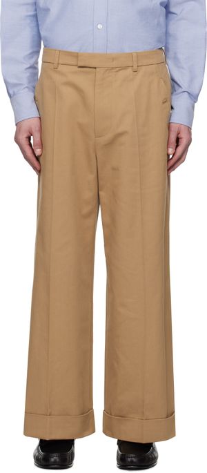 Valentino Tan Cotton Gabardine Trousers