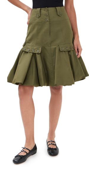 ROKH Puff Hem Skirt Forest Green 34