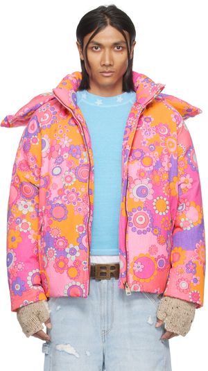 ERL Pink Floral Down Jacket