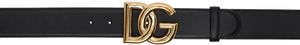 Dolce&Gabbana Black Calfskin 'DG' Logo Belt