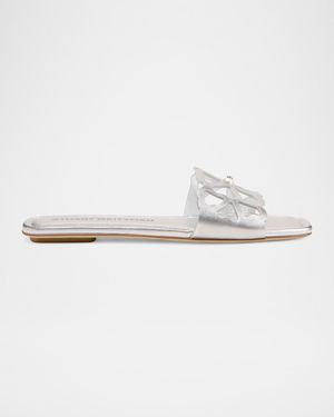 Jasmine Metallic Cutout Flat Slide Sandals