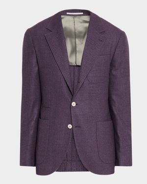 Men's Tonal Prince of Wales Patch-Pocket Sport Coat