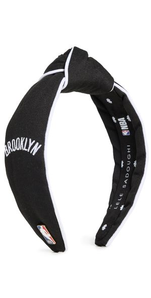 Lele Sadoughi Lele x Brooklyn Nets Embroidered Headband Jet 001 One Size