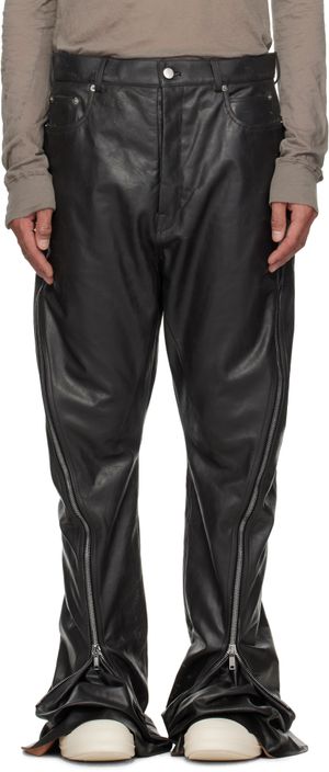 Rick Owens Black Hollywood Bolan Banana Leather Trousers