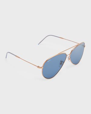 Men's Aviator Reverse Metal Aviator Sunglasses, 62MM
