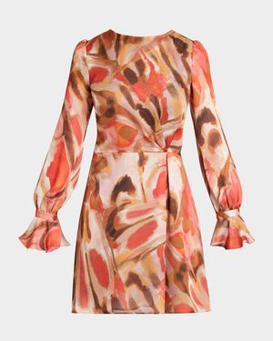 Dahlia Abstract-Print Chiffon Dress