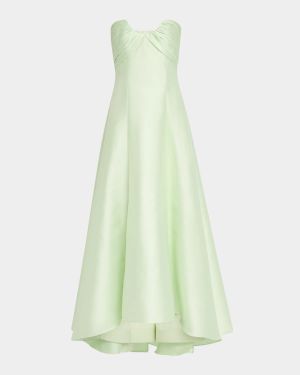 Strapless High-Low Pique Gown