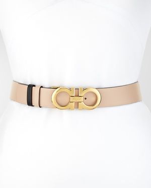 Gancini-Buckle Reversible Leather Belt