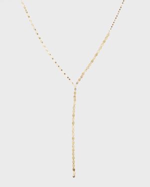 14K Gold Nude Lariat Disc Necklace