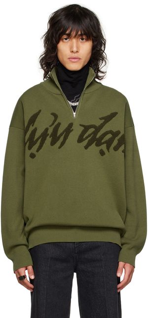 LU'U DAN SSENSE Exclusive Khaki Half-Zip Sweater