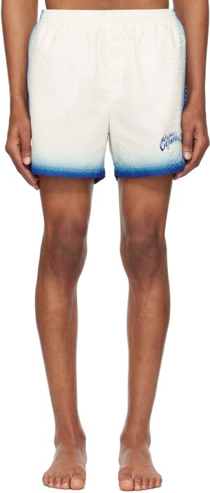 Casablanca Maillot de bain bleu et blanc à monogrammes en jacquard