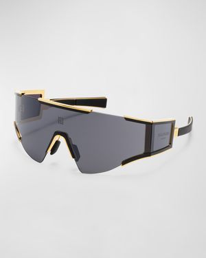 Logo Acetate & Titanium Shield Sunglasses