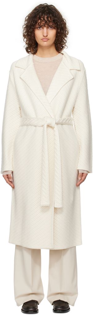 Joseph Off-White Diagonal Knit Coat
