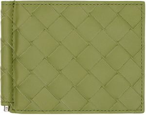 Bottega Veneta Green Intrecciato Bill Clip Wallet