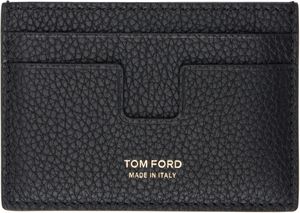 TOM FORD Black Soft Grain Leather Money Clip Card Holder
