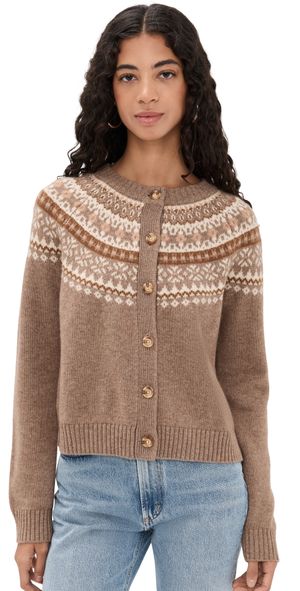 Marea Louise Fair Isle Cardigan Oatmeal L