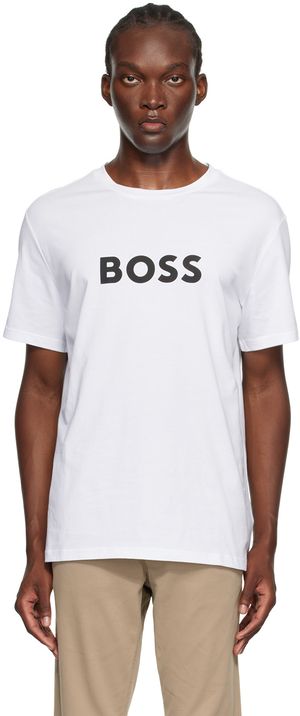 Boss T-shirt blanc à logo imprimé