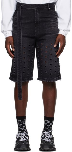 We11done Black Denim Shorts