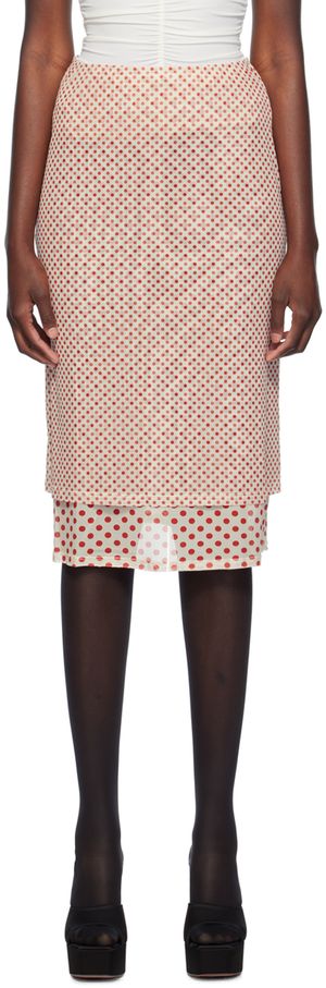 Miaou Jupe midi Maria rouge et blanc
