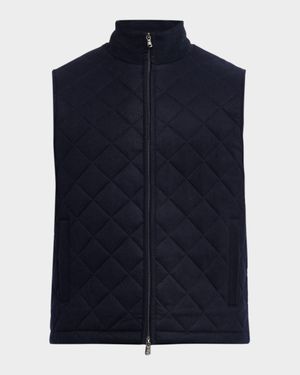 Men's Wool and Cashmere Quilted Full-Zip Vest