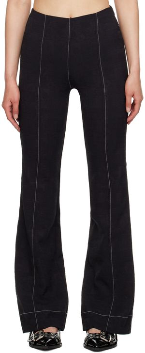 GANNI Black Jacquard Trousers