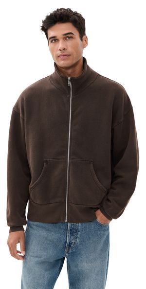ASHER French Terry Full Zip Sweatshirt Chocolate XL