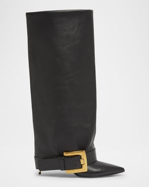 Anthem Leather Buckle Knee-High Boots