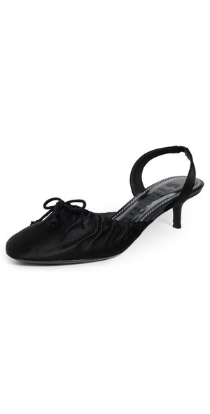STAUD Alba Ballet Slingback Heels Black Satin 38